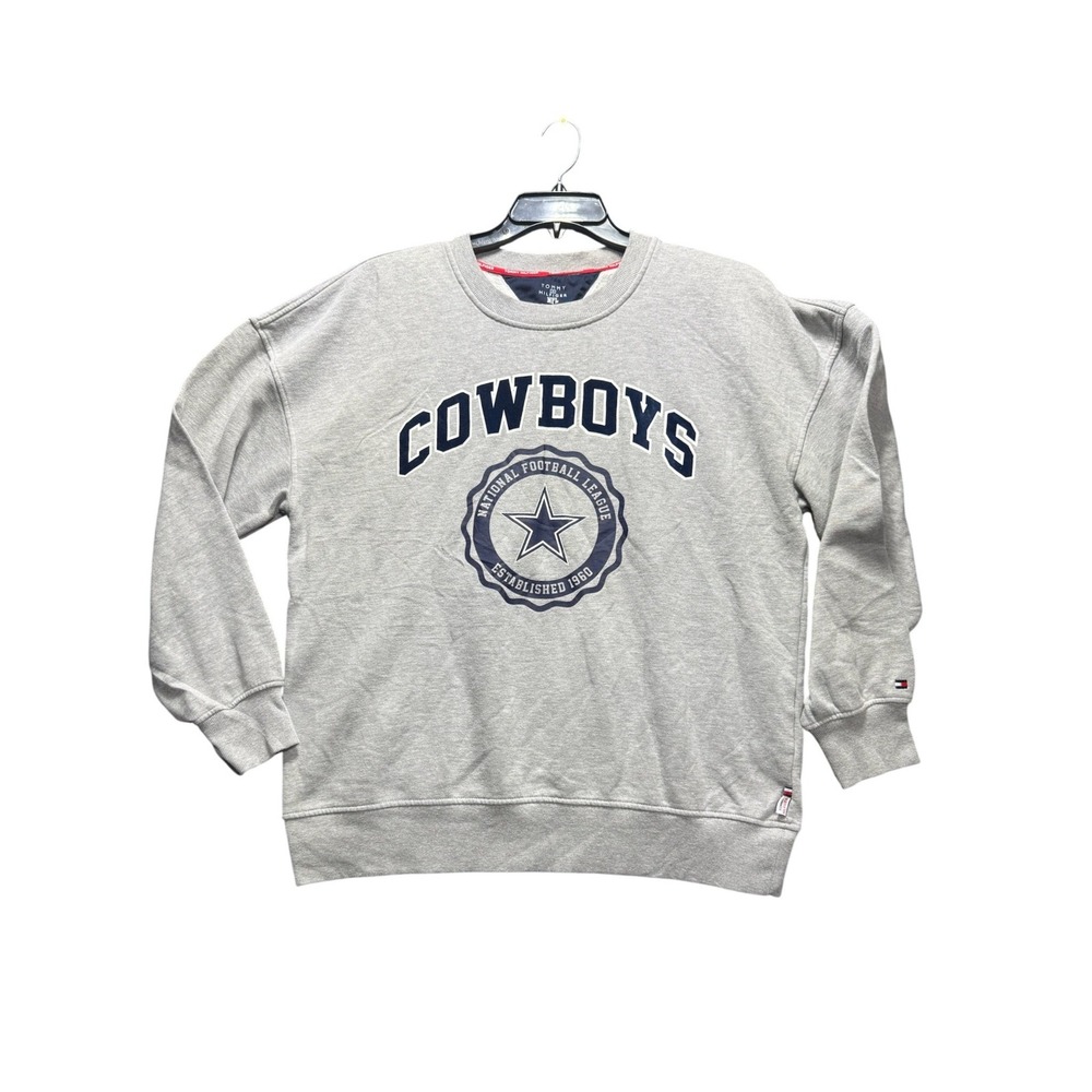 Tommy Hilfiger Sweatshirt Mens L Grey Dallas Cowboys NFL Graphic Crewneck